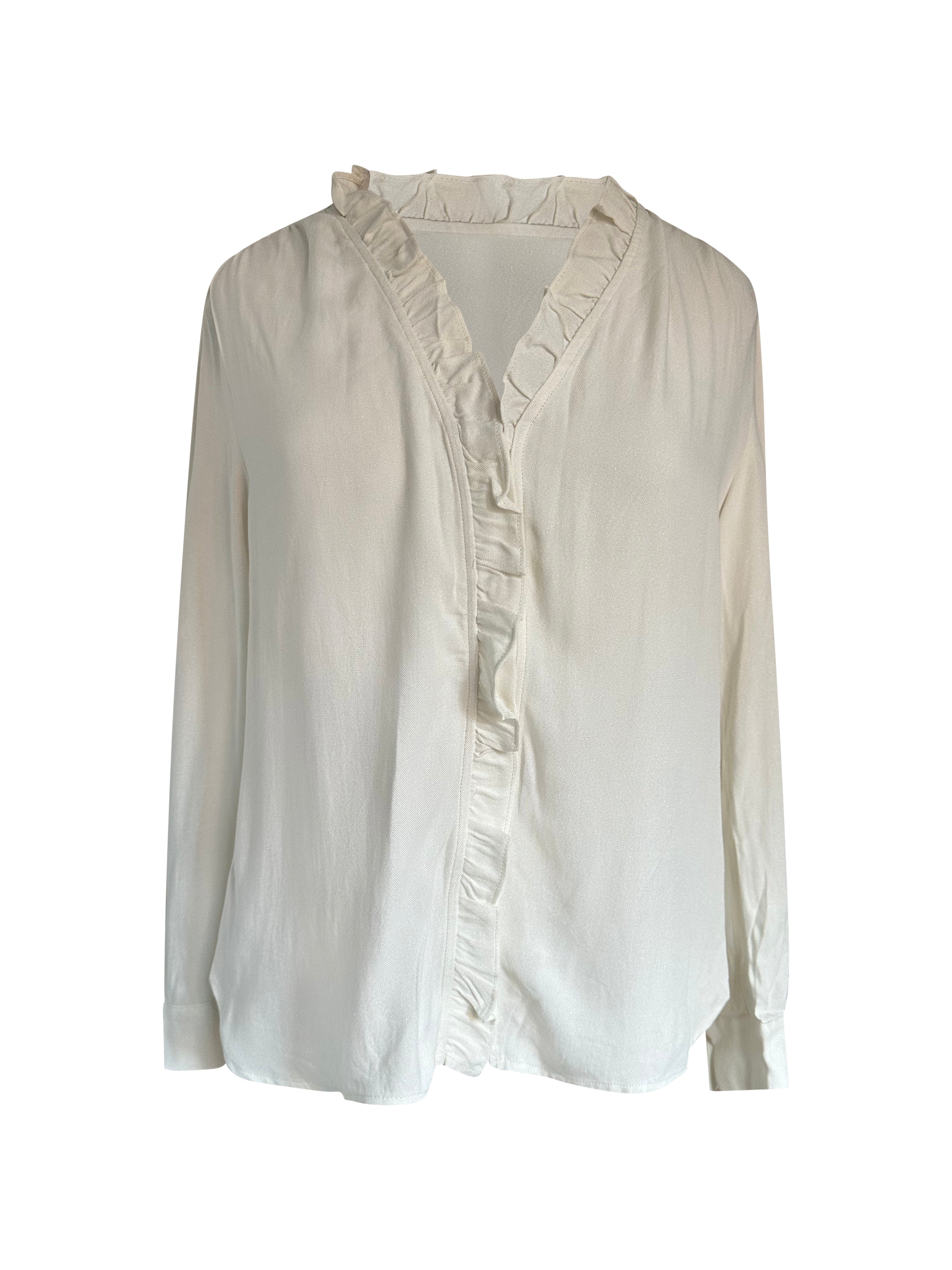 Witte Blouse met Ruffles – Elegant & Verfijnd