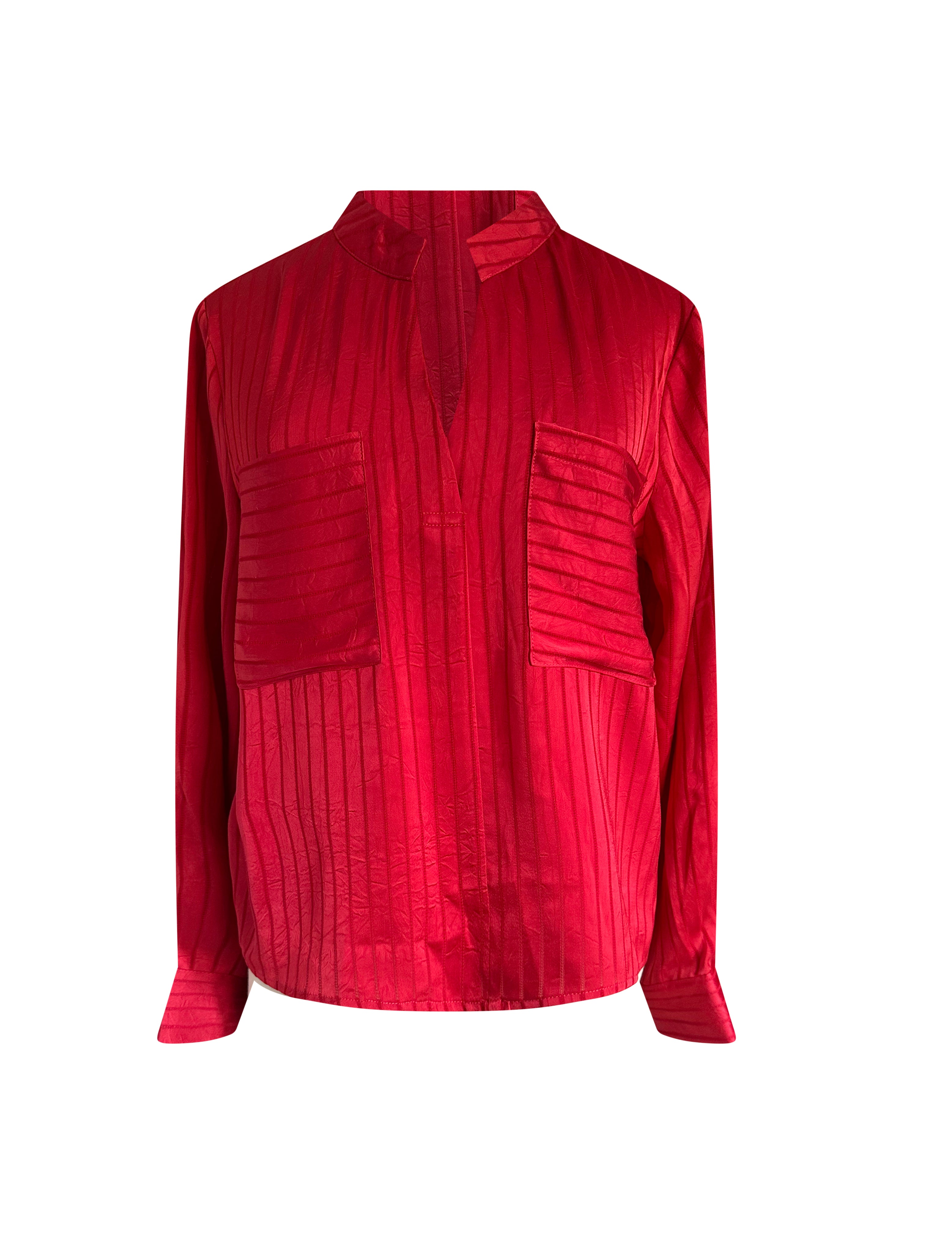 Rode Blouse met Gestreepte Structuur – Classy & Chic