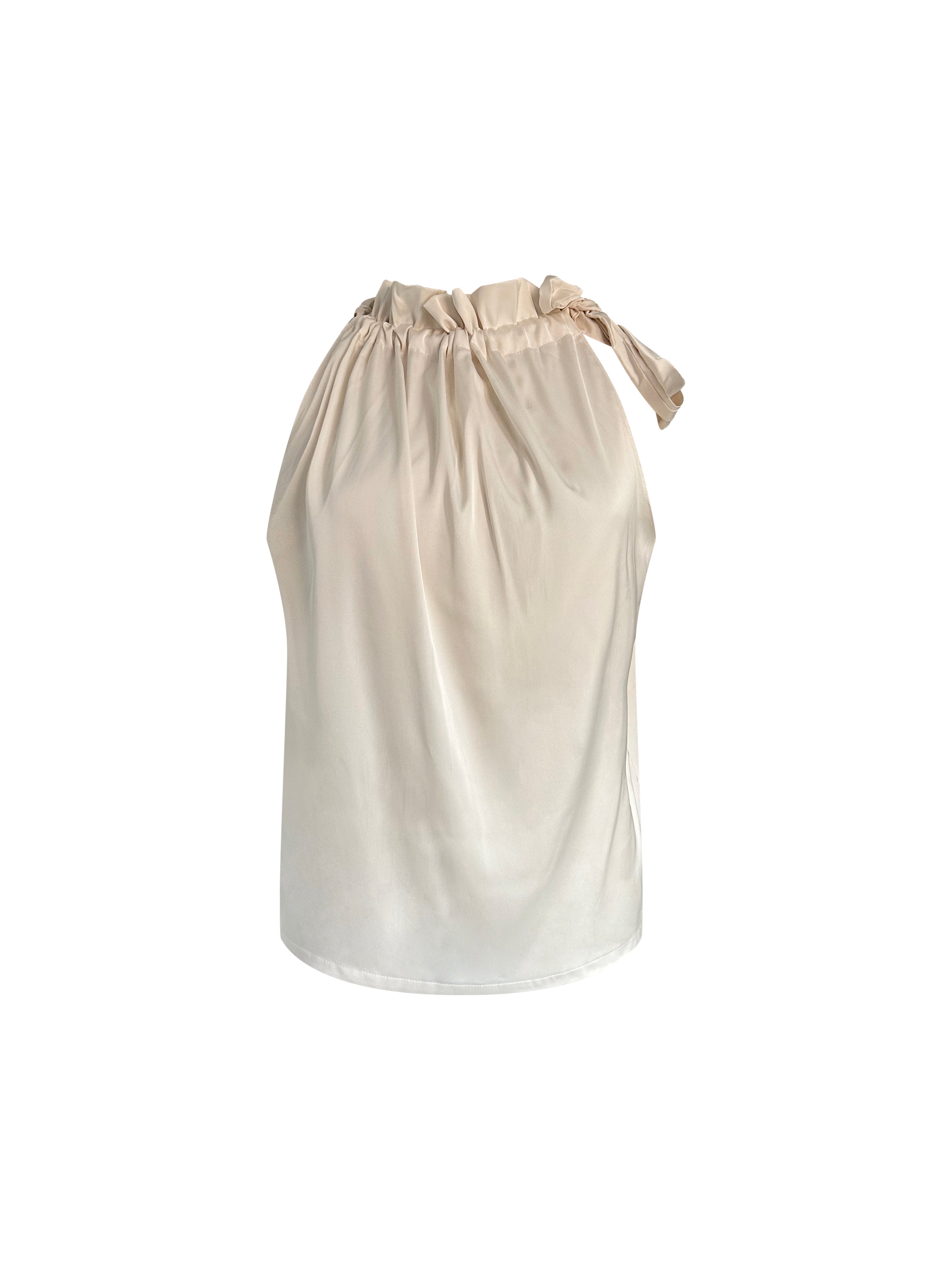 Creme Haltertop Satijnlook – Chique & Tijdloos