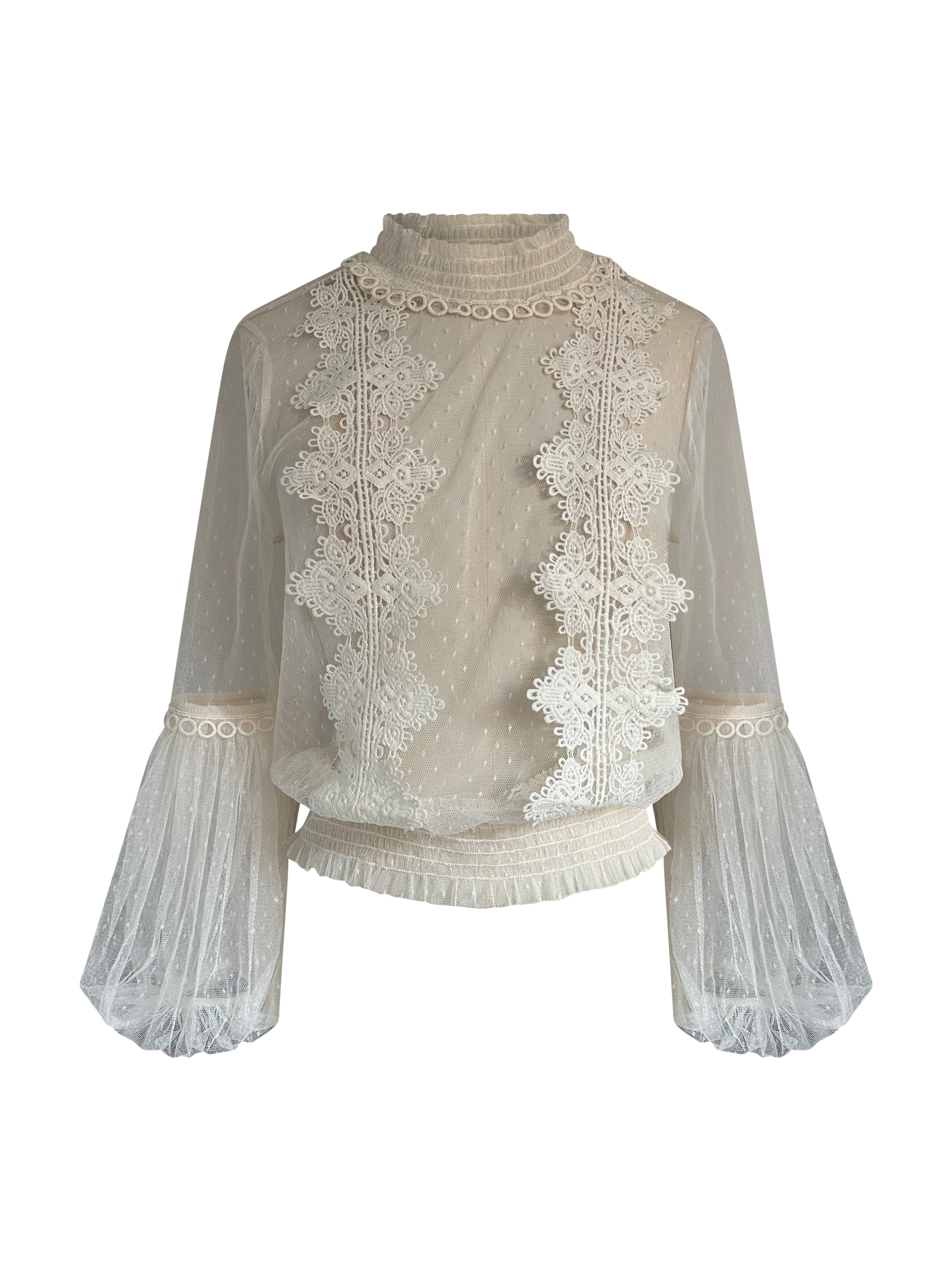 Gebroken Witte Blouse met pofmouwen– Tijdloos &amp; Stijlvol