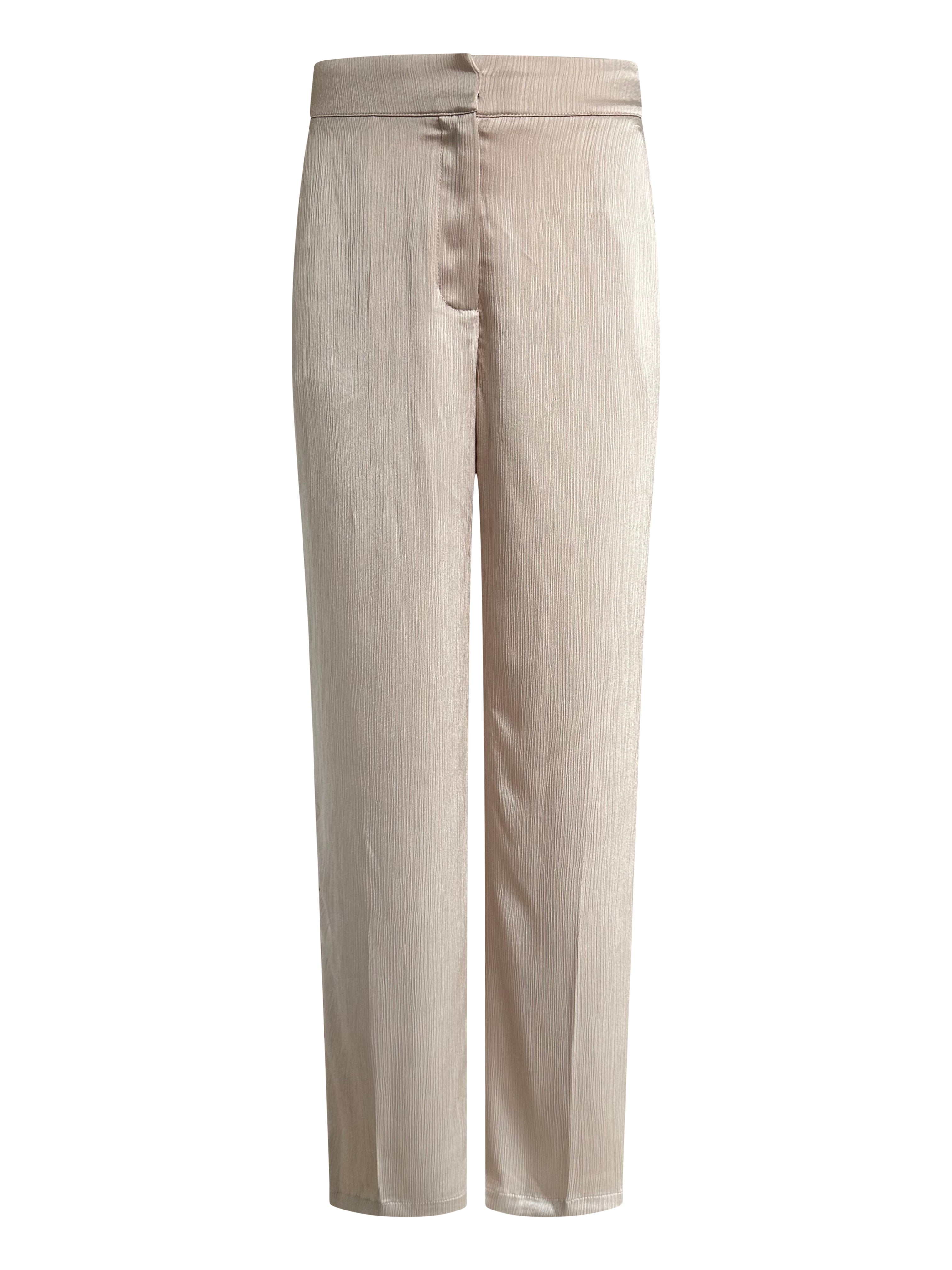 Beige Satijnen Broek met Elastische Taille – Comfort & Elegantie